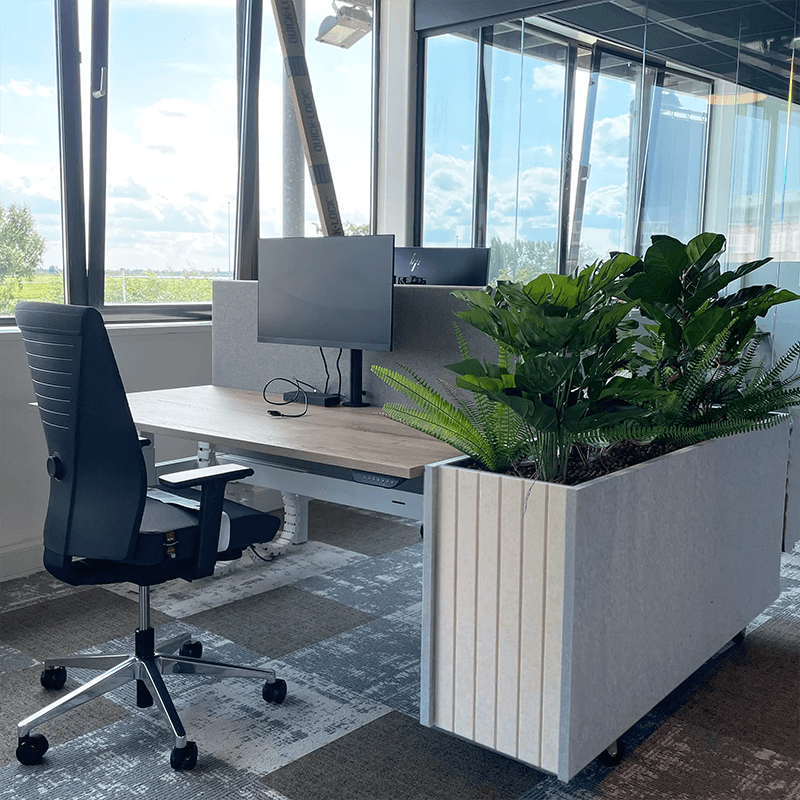 De EASYfelt Planter 2.0 Small is een compacte plantenbak van PET-vilt die groen en akoestiek combineert. Het ontwerp brengt rust in je interieur, dempt geluid en biedt een stijlvolle oplossing voor bureaus, vergadertafels en kleine ruimtes.